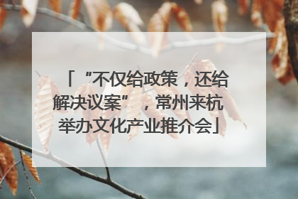 “不仅给政策，还给解决议案”，常州来杭举办文化产业推介会