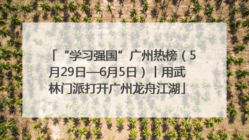 “学习强国”广州热榜（5月29日—6月5日）丨用武林门派打开广州龙舟江湖