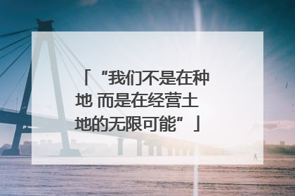 “我们不是在种地 而是在经营土地的无限可能”