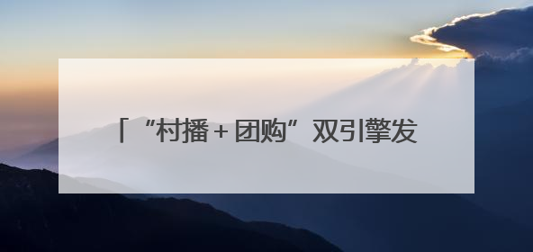 “村播＋团购”双引擎发力 带动10万农户增收