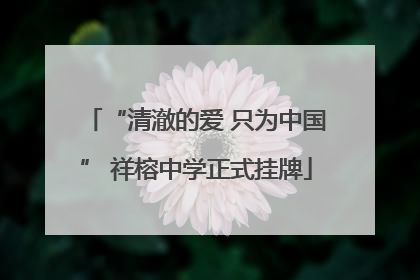 “清澈的爱 只为中国” 祥榕中学正式挂牌