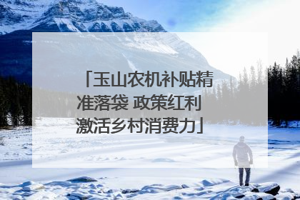玉山农机补贴精准落袋 政策红利激活乡村消费力
