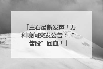 王石最新发声！万科晚间突发公告：“售股”回血！