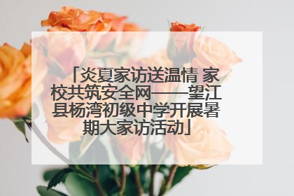 炎夏家访送温情 家校共筑安全网——望江县杨湾初级中学开展暑期大家访活动