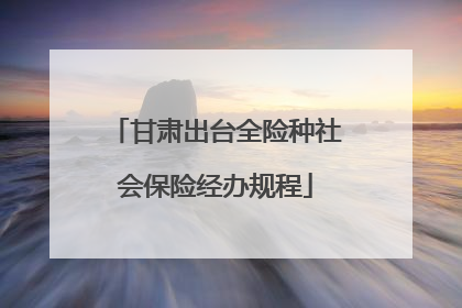 甘肃出台全险种社会保险经办规程