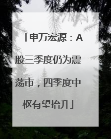 申万宏源：A股三季度仍为震荡市，四季度中枢有望抬升