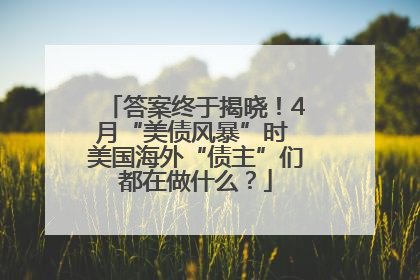 答案终于揭晓！4月“美债风暴”时 美国海外“债主”们都在做什么？