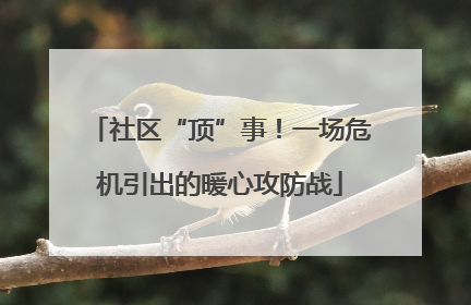 社区“顶”事！一场危机引出的暖心攻防战