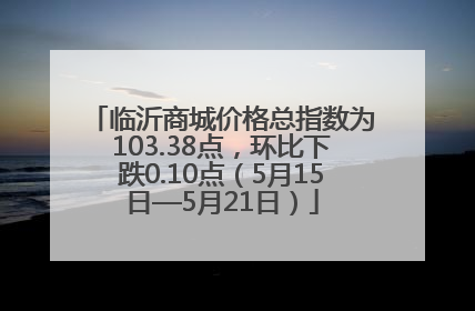 临沂商城价格总指数为103.38点，环比下跌0.10点（5月15日—5月21日）