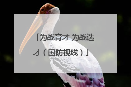 为战育才 为战选才（国防视线）