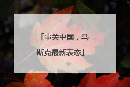 事关中国，马斯克最新表态