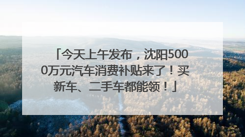 今天上午发布，沈阳5000万元汽车消费补贴来了！买新车、二手车都能领！
