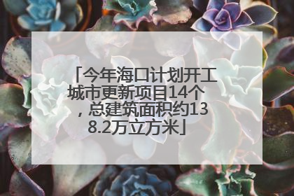 今年海口计划开工城市更新项目14个，总建筑面积约138.2万立方米