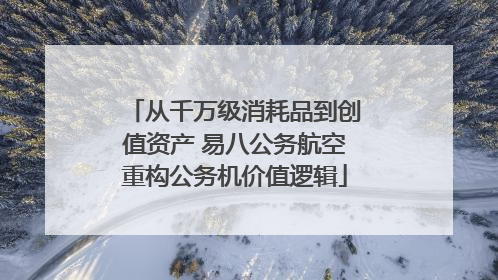 从千万级消耗品到创值资产 易八公务航空重构公务机价值逻辑