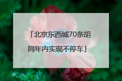 北京东西城70条胡同年内实现不停车