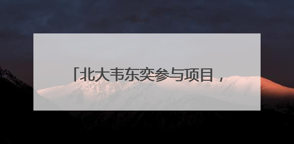 北大韦东奕参与项目，被提名国家自然科学奖