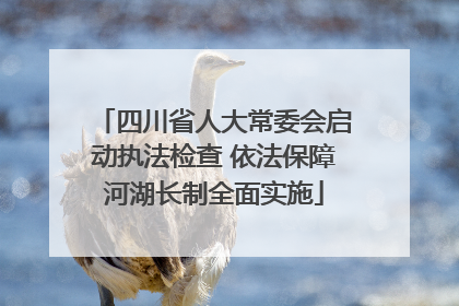四川省人大常委会启动执法检查 依法保障河湖长制全面实施