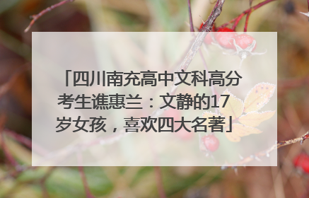 四川南充高中文科高分考生谯惠兰：文静的17岁女孩，喜欢四大名著