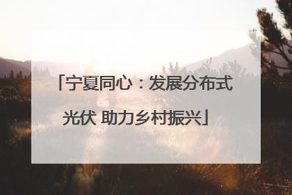 宁夏同心：发展分布式光伏 助力乡村振兴