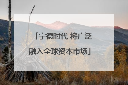 宁德时代 将广泛融入全球资本市场