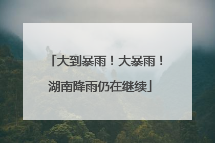 大到暴雨！大暴雨！湖南降雨仍在继续
