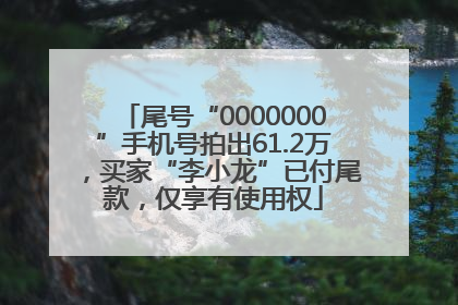 尾号“0000000”手机号拍出61.2万，买家“李小龙”已付尾款，仅享有使用权