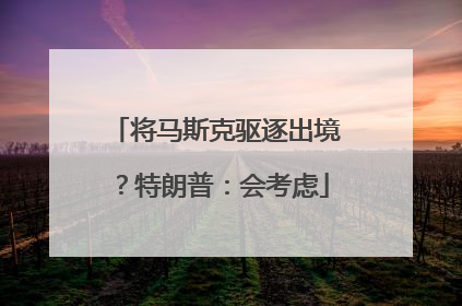 将马斯克驱逐出境？特朗普：会考虑