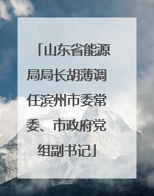 山东省能源局局长胡薄调任滨州市委常委、市政府党组副书记