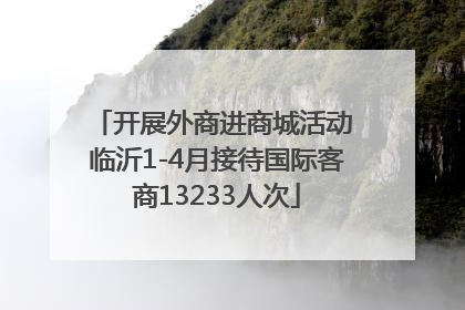 开展外商进商城活动 临沂1-4月接待国际客商13233人次