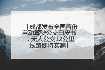 成都发布全国首份自动驾驶公交白皮书，无人公交12公里线路即将实测