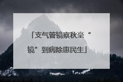 支气管镜察秋毫“镜”到病除惠民生
