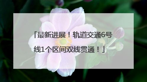 最新进展！轨道交通6号线1个区间双线贯通！