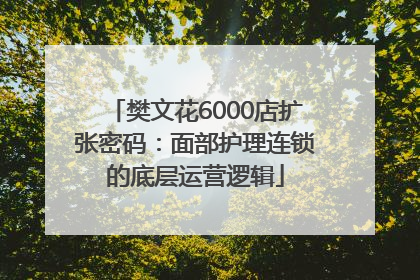 樊文花6000店扩张密码：面部护理连锁的底层运营逻辑