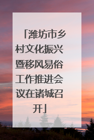 潍坊市乡村文化振兴暨移风易俗工作推进会议在诸城召开