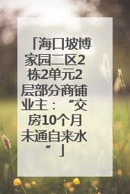 海口坡博家园二区2栋2单元2层部分商铺业主：“交房10个月未通自来水”