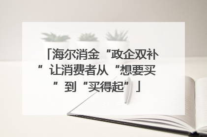 海尔消金“政企双补”让消费者从“想要买”到“买得起”