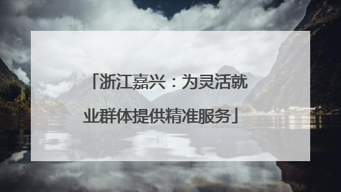 浙江嘉兴：为灵活就业群体提供精准服务