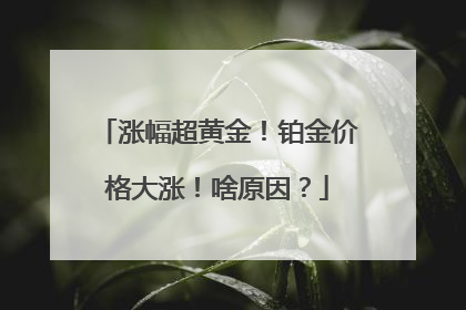 涨幅超黄金！铂金价格大涨！啥原因？