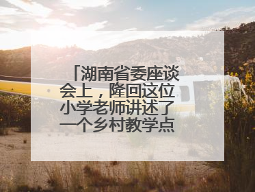 湖南省委座谈会上，隆回这位小学老师讲述了一个乡村教学点的温暖故事
