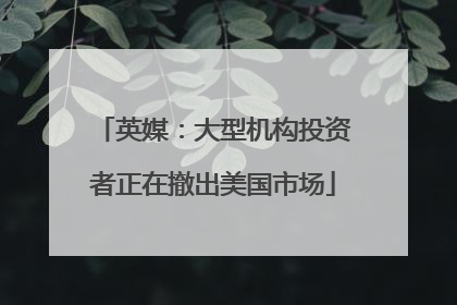英媒：大型机构投资者正在撤出美国市场