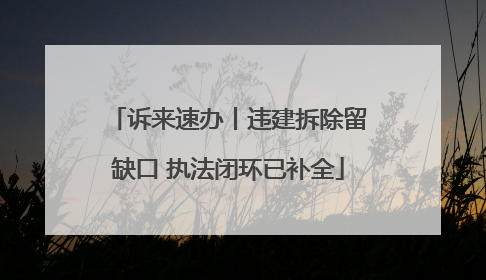 诉来速办丨违建拆除留缺口 执法闭环已补全