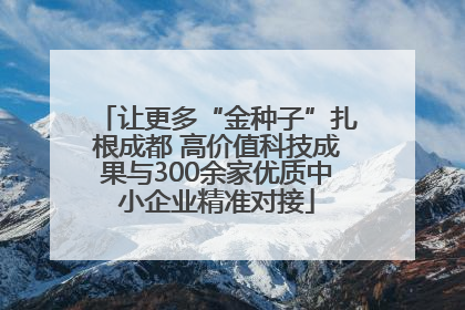 让更多“金种子”扎根成都 高价值科技成果与300余家优质中小企业精准对接