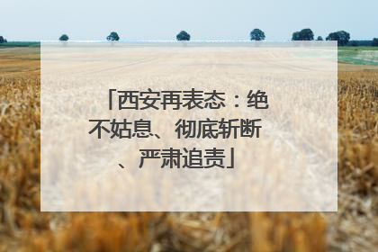 西安再表态：绝不姑息、彻底斩断、严肃追责