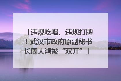 违规吃喝、违规打牌！武汉市政府原副秘书长周大鸿被“双开”