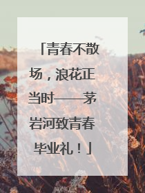 青春不散场，浪花正当时——茅岩河致青春毕业礼！