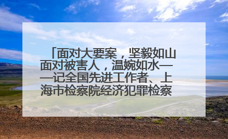 面对大要案，坚毅如山面对被害人，温婉如水——记全国先进工作者、上海市检察院经济犯罪检察部主任马玮玮