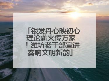 银发丹心映初心 理论薪火传万家！潍坊老干部宣讲奏响文明新韵
