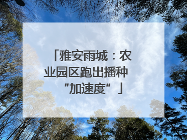 雅安雨城：农业园区跑出播种“加速度”