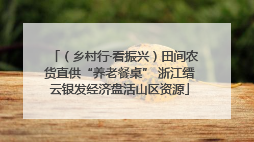 （乡村行·看振兴）田间农货直供“养老餐桌” 浙江缙云银发经济盘活山区资源