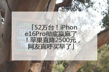 52万台！iPhone16Pro彻底赢麻了！苹果直降2500元，网友直呼买早了